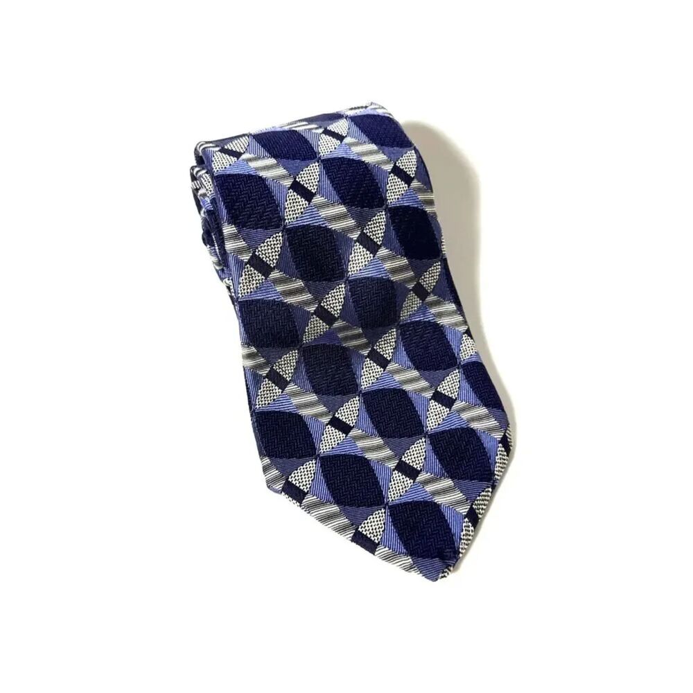 Robert Talbott Mens Blue Geometric Handsewn In USA Tie 100% Silk Necktie